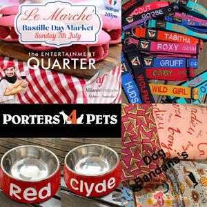 @le_marche_frenchmarket this Sunday 7th July at EQ Moore Park Bastille Day Celebration 🇫🇷 
Embroidering collars on the day. 
#lemarche #porters4pets #frenchsydney #porters4petsembroideredcollars